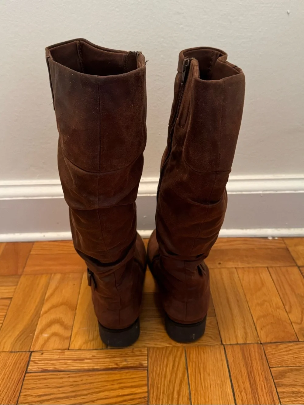 Baretraps Women's Brown Knee-High Buckle Boots